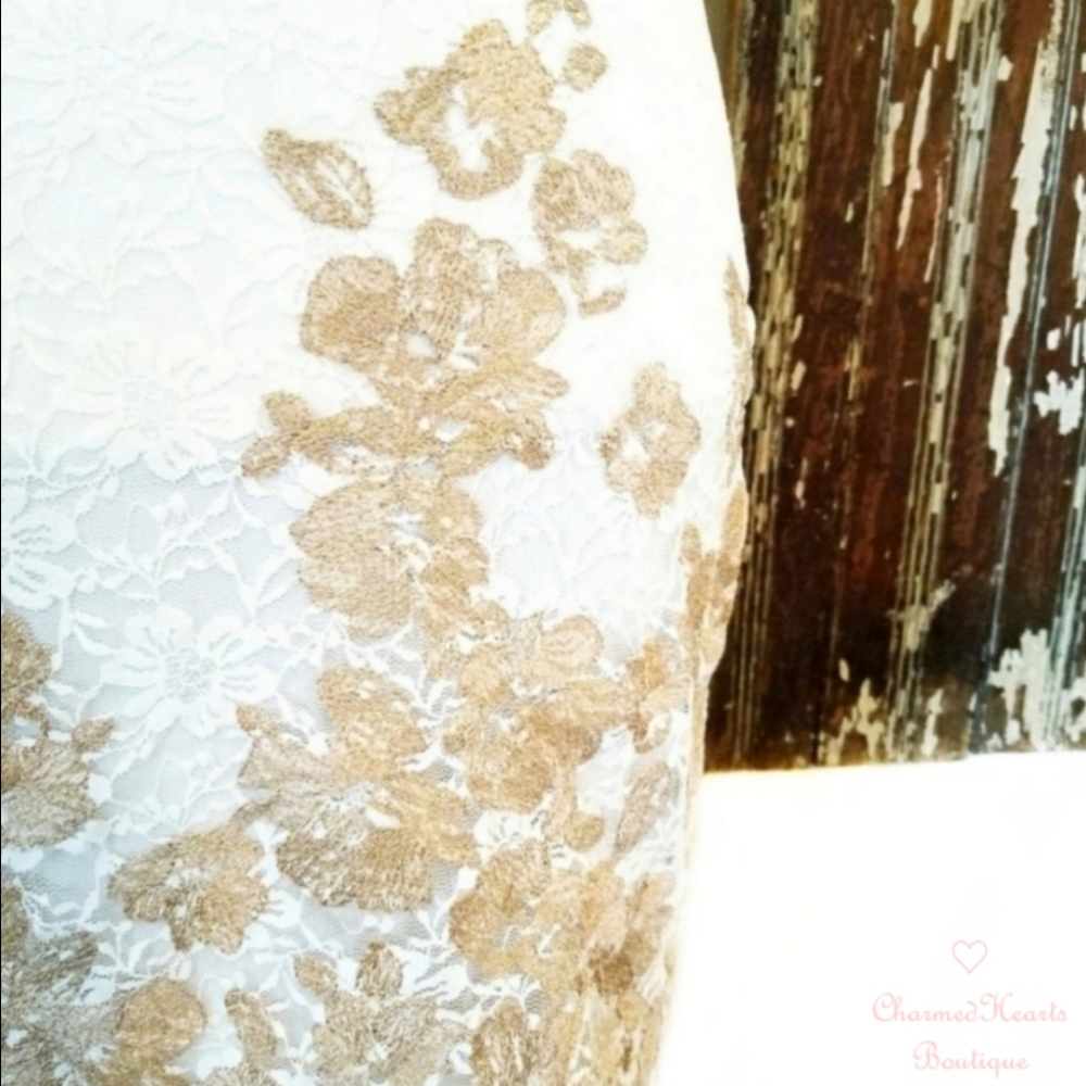 Olivia Matthews Lace Cocktail Dress White Size 4P - Picture 4 of 12